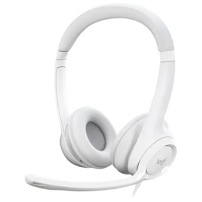Logitech H390 Wired Headset with Noise Cancelling Microphone - Off-White