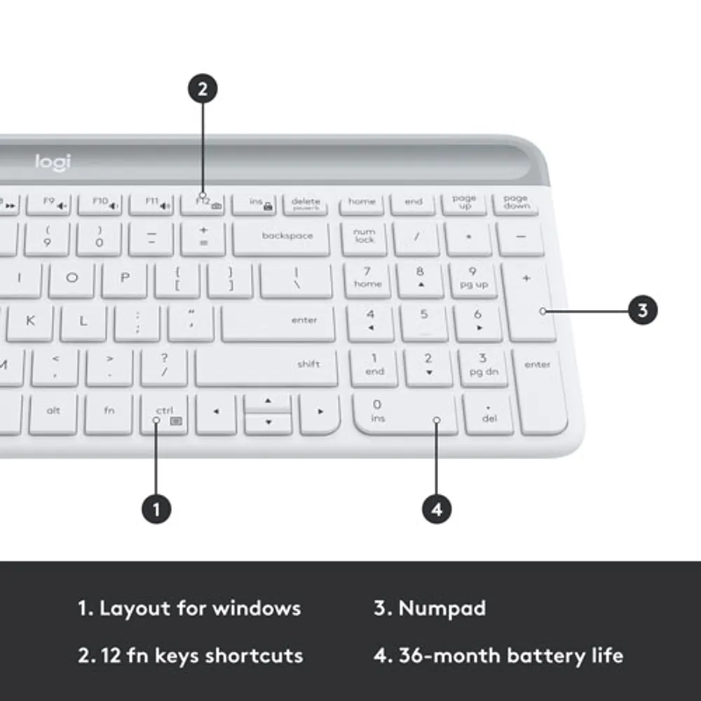 Logitech MK470 Slim Wireless Optical Keyboard & Mouse Combo - Off-White