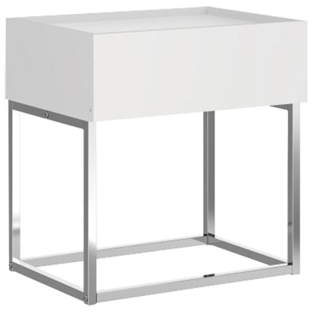 Brassex Contemporary 1-Drawer Nightstand - White