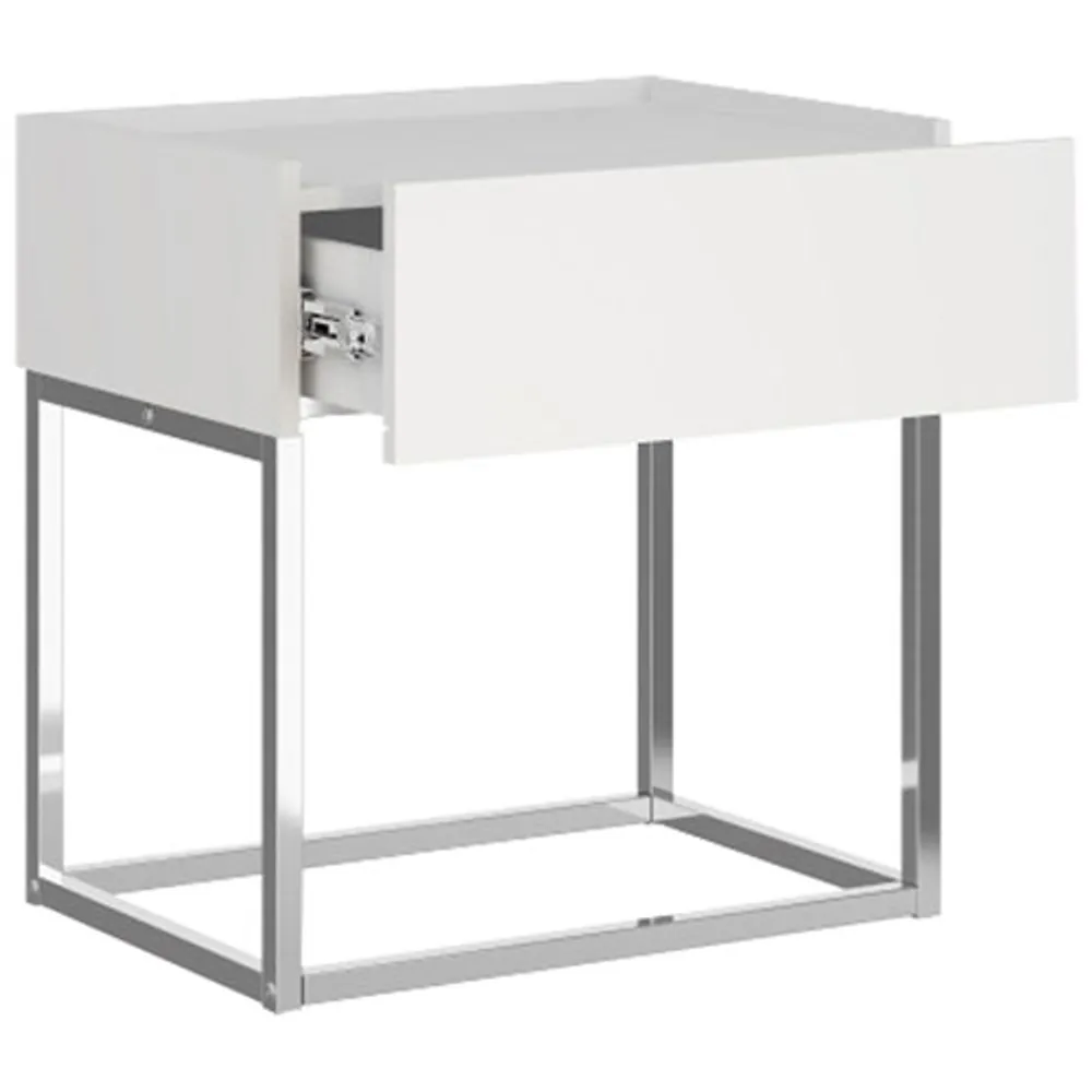 Brassex Contemporary 1-Drawer Nightstand - White