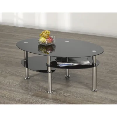 Brassex Edison Contemporary Oval Coffee Table - Black