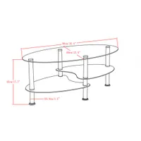 Brassex Edison Contemporary Oval Coffee Table - Black