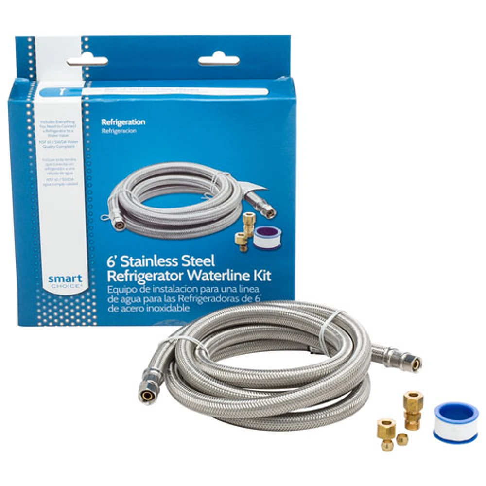 Smart Choice Universal 6 ft. Stainless Steel Refrigerator Waterline Kit