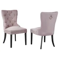 Ariel Contemporary Fabric Dining Chair - Set of 2 - Salmon