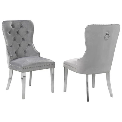 Brassex Julian Contemporary Fabric Tufted Accent Chair - Set of 2 - Grey