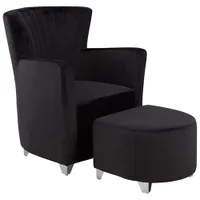 Brassex Sorrento Contemporary Fabric Accent Chair & Ottoman Set - Black