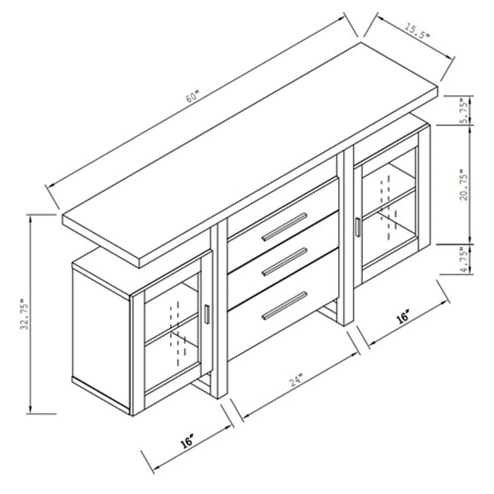 Athens Contemporary Buffet Cabinet - Grey