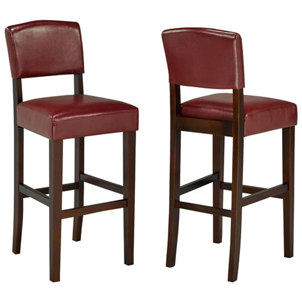 Clarissa Modern Bar Height Barstool - Set of 2 - Red