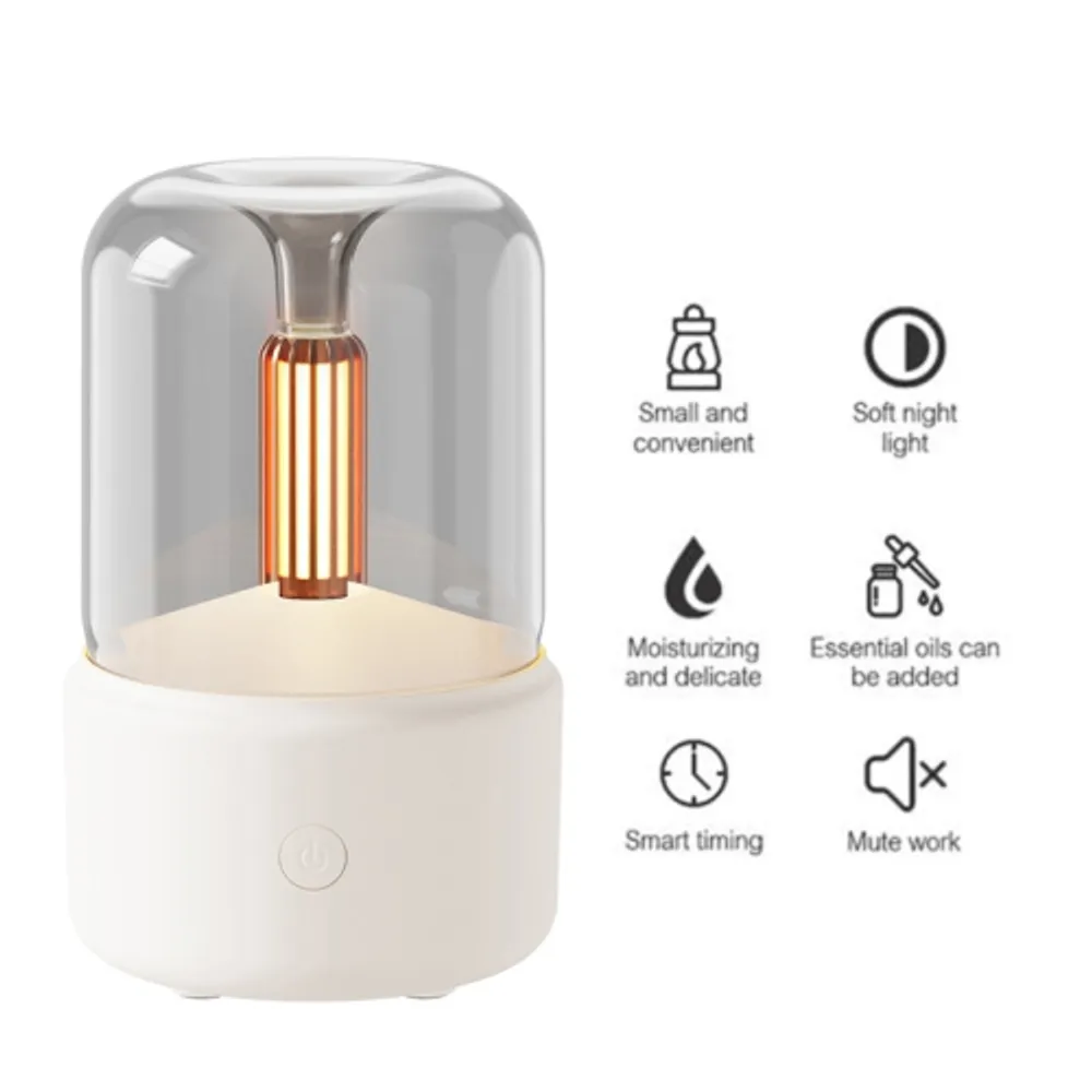 AxGear Portable Candlelight Diffuser 120ml Ultrasonic Air Humidifier Cool  Mist- White