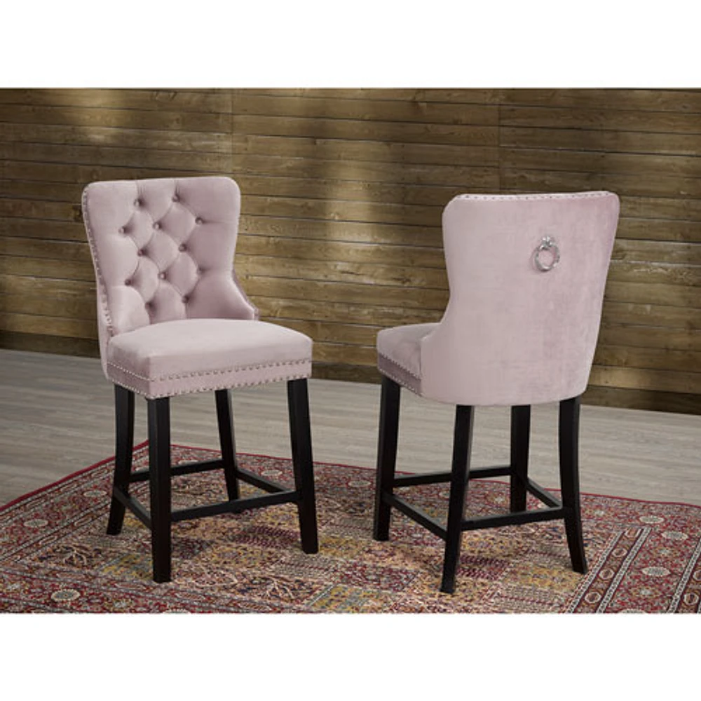 Amaya Modern Bar Height Barstool - Set of 2 - Salmon