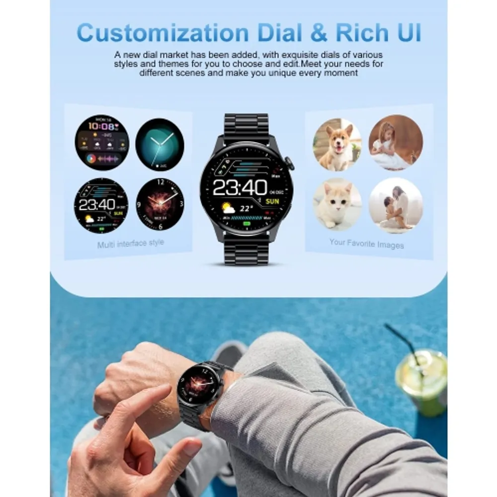 New Blue-tooth Smart Watch & Phone with Camera Touch Screen Sleep  Monitor