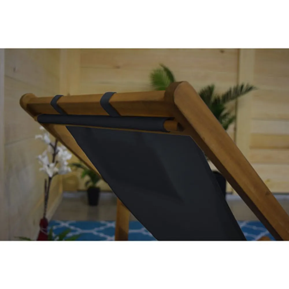 Chaise longue inclinable et repliable en bois pour l'extérieur de Corriveau - Gris