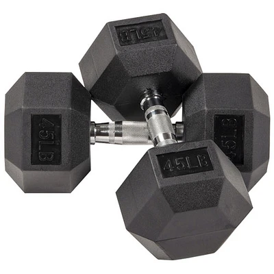 BalanceFrom Rubber Hex Dumbbell - Pair - 45lb