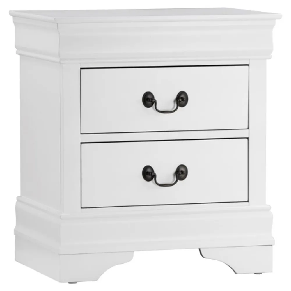 Traditional 2 Drawers wood Nightstand By Louis Philippe III, Grey