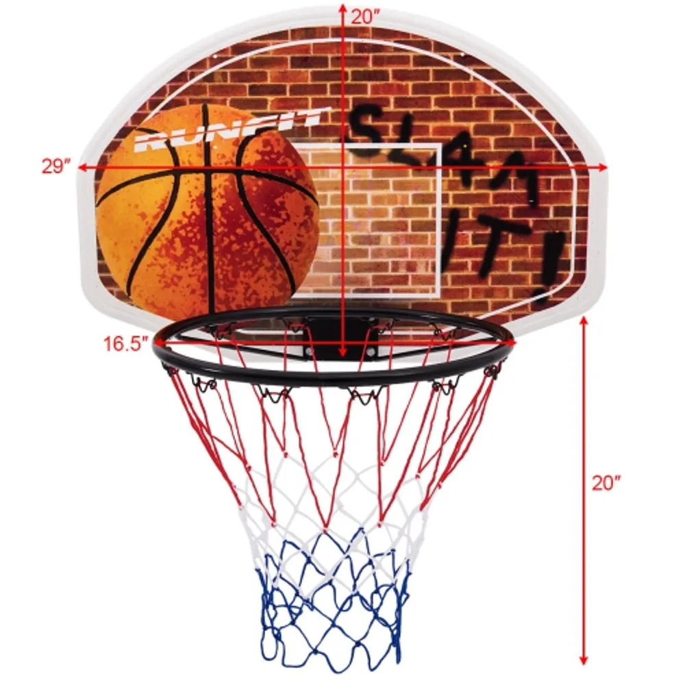 Soozier Wall Mounted Basketball Hoop, Mini Hoop with 45'' x 29