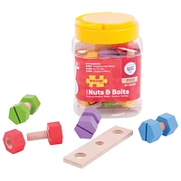 Bigjigs Toys Jar of Wooden Nuts & Bolts