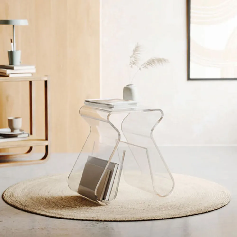 Magino Stool with Magazine Rack - Clear