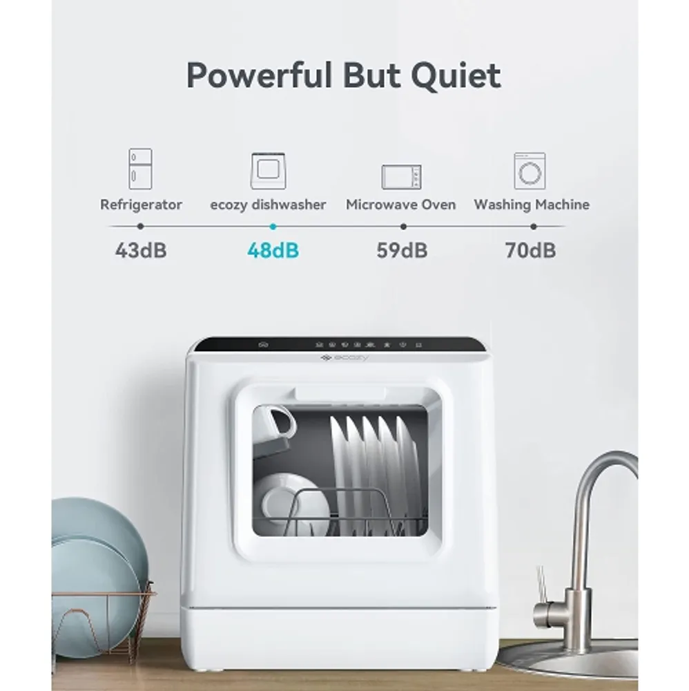 Ecozy Portable Countertop Dishwasher, Mini Dishwasher with a Built