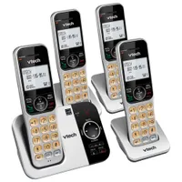 Téléphone sans fil DECT 6.0 à 4 combinés de VTech avec répondeur et afficheur (CS5329-4) - Argenté/Noir - Exclusivité de Best Buy