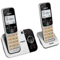 Téléphone sans fil à 2 combinés DECT 6.0 de VTech avec répondeur et afficheur (CS5329-2) - Argenté/Noir - Exclusivité Best Buy