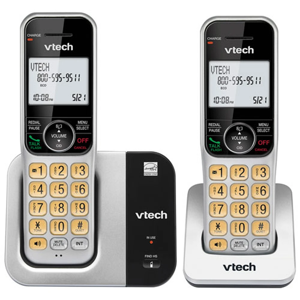 VTech DECT 6.0 2-Handset Cordless Phone with Caller ID (CS5319-2) - Silver/Black - Only at Best Buy