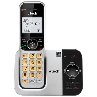 VTech DECT 6.0 1-Handset Cordless Phone with Answering System & Caller ID (CS5329) - Silver/Black - Only at Best Buy