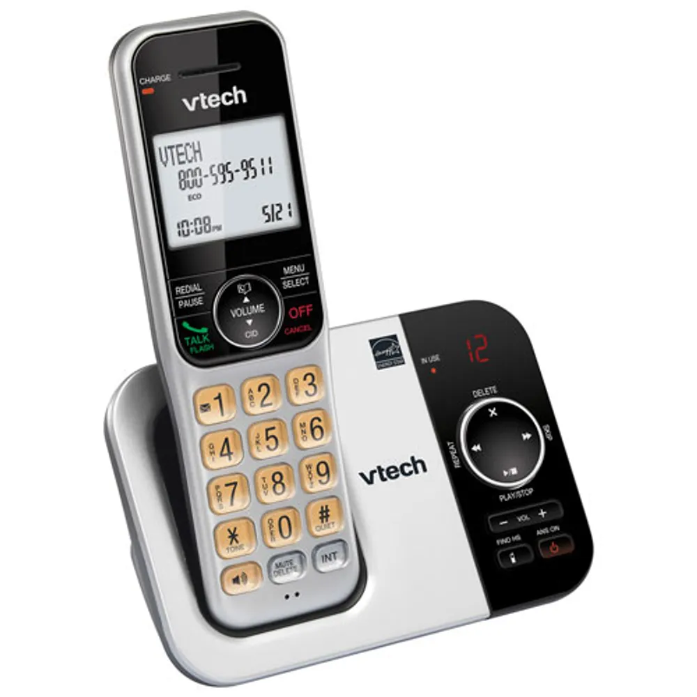 VTech DECT 6.0 1-Handset Cordless Phone with Answering System & Caller ID (CS5329) - Silver/Black - Only at Best Buy