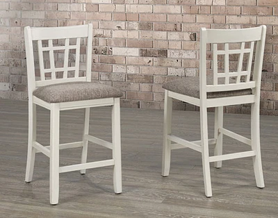 Tavern Contemporary Counter Height Barstool - Set of 2 - White