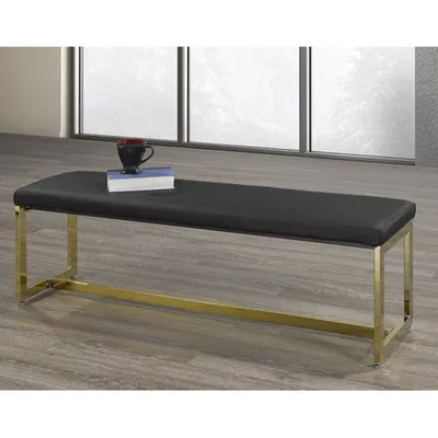 Cheyenne Contemporary Bench Ottoman - Black/Gold