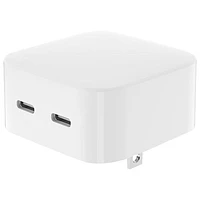 Chargeur mural double USB-C GaN PD de 35 W de LBT - Blanc