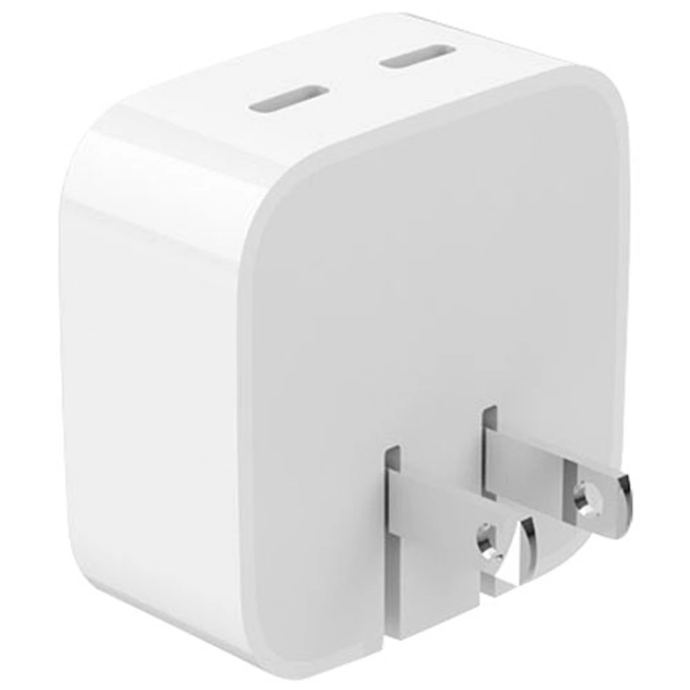 Chargeur mural double USB-C GaN PD de 35 W de LBT - Blanc