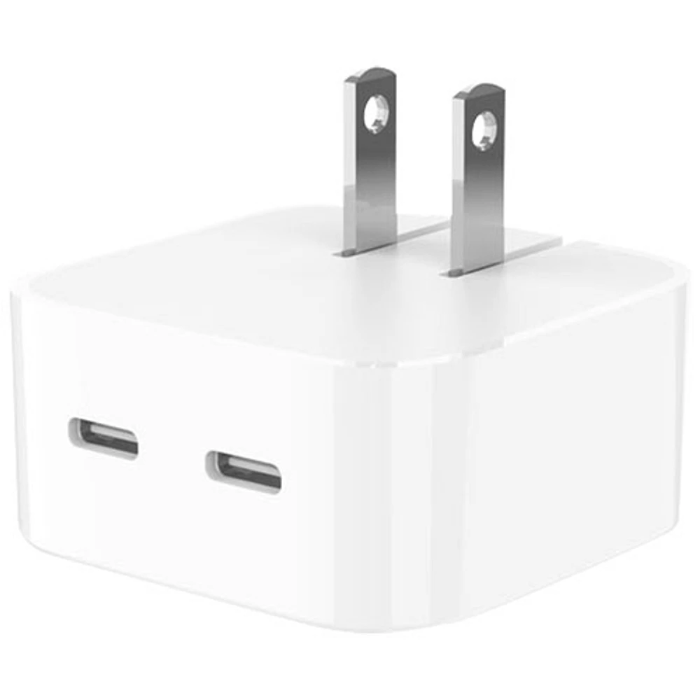 Chargeur mural double USB-C GaN PD de 35 W de LBT - Blanc