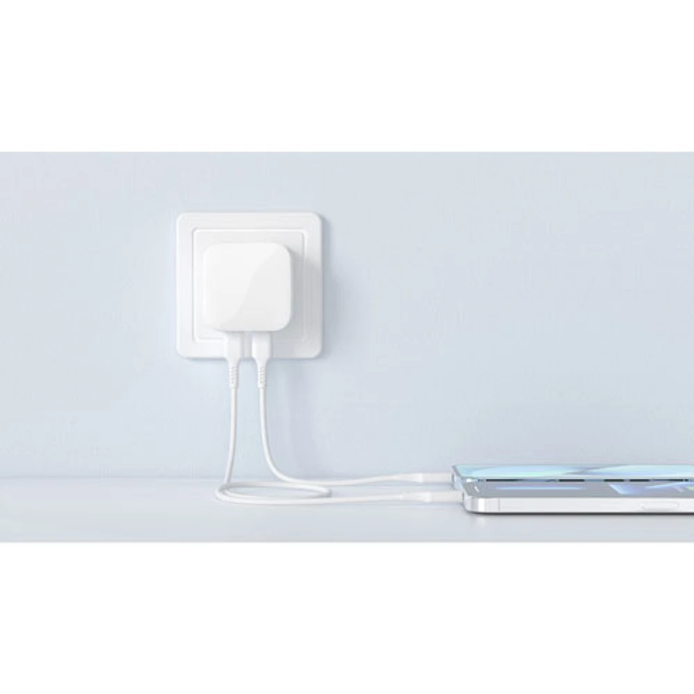 Chargeur mural double USB-C GaN PD de 35 W de LBT - Blanc