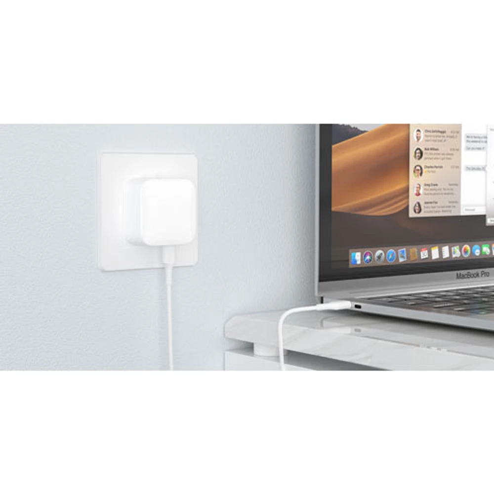 Chargeur mural double USB-C GaN PD de 35 W de LBT - Blanc