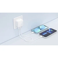 Chargeur mural double USB-C GaN PD de 35 W de LBT - Blanc