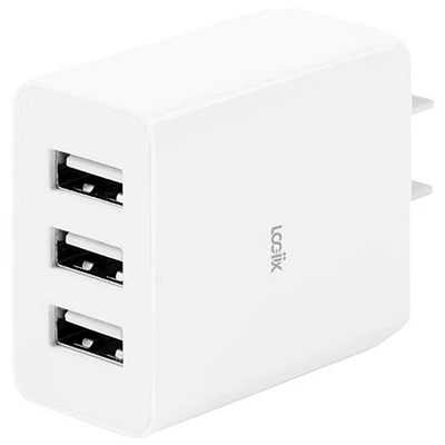 Chargeur mural de 17 W 3 ports USB Power Cube XL de LOGiiX (LGX-13136) - Blanc