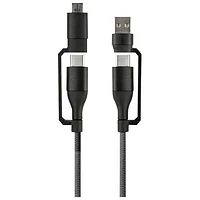 Câble USB-C à USB-C de 1,5 m (5 pi) avec connecteurs USB-A/micro USB de LOGiix (LGX-13092) - Noir