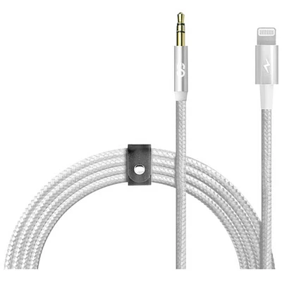 LOGiiX Piston Connect 1m (3.2 ft.) Braided Lightning/3.5mm Audio Cable (LGX-13197) - White