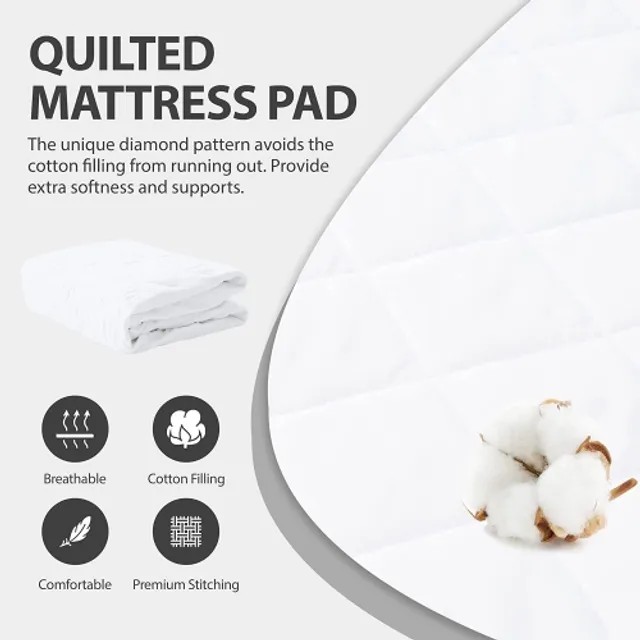 King Mattress Pad, 8-21 Deep Pocket Protector Ultra Soft Quilted Fitted  Topper Cover Breathable Fit for Dorm Home Hotel -Grey