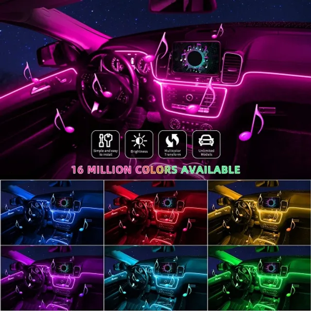  Car LED Strip Light,Uniwit 4 Pieces DC 12V Multicolor Car  Interior Music Light LED Underdash Lighting Kit with Sound Active Function  and Wireless Remote Control Including Car Charger : Automotive