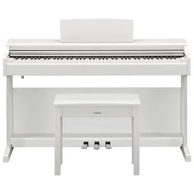 Yamaha ARIUS Standard 88-Key Weighted Hammer Action Digital Piano w/ Stand, Bench & 3 Pedals (YDP165)- White