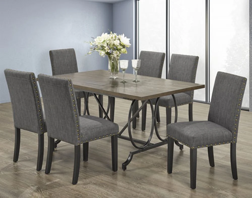 Elizabella Contemporary 7-Piece Formal Dining Set - Brown/Grey