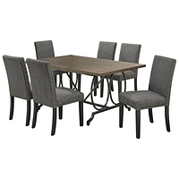 Elizabella Contemporary 7-Piece Formal Dining Set - Brown/Grey