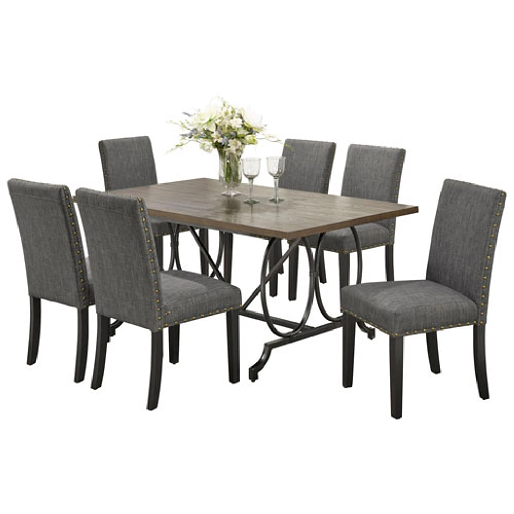 Elizabella Contemporary 7-Piece Formal Dining Set - Brown/Grey