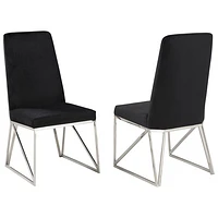 Ariela Contemporary Fabric Dining Chair - Set of 2 - Black/Silver