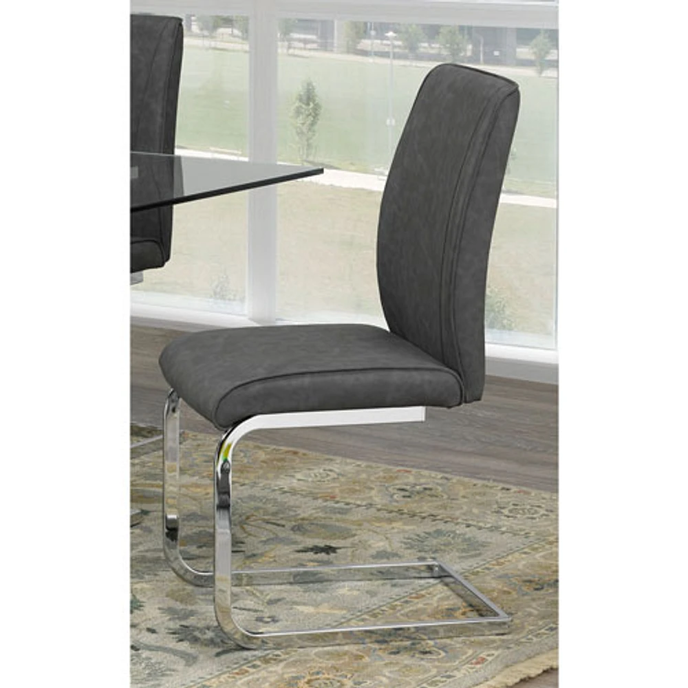 Chaise de salle à manger contemporaine en tissu Ezra - Ensemble de 2 - Gris/Argenté