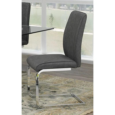 Ezra Contemporary Fabric Dining Chair - Set of 2 - Grey/Silver