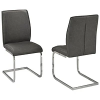 Ezra Contemporary Fabric Dining Chair - Set of 2 - Grey/Silver