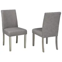 Bella Contemporary Fabric Dining Chair - Set of 2 - Grey/Light Grey