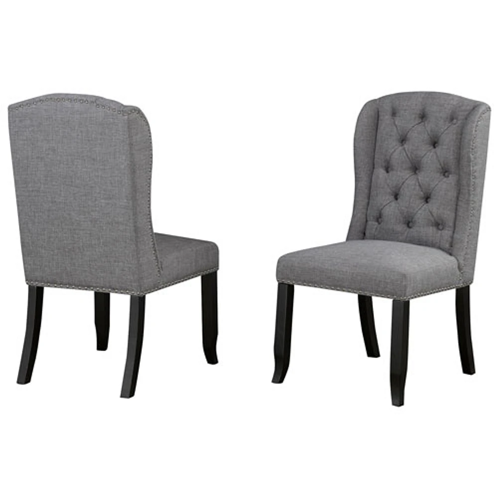 Memphis Contemporary Fabric Dining Chair - Set of 2 - Grey/Black